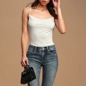 Free People Disco Days Ivory Cowl Neck Cami Top